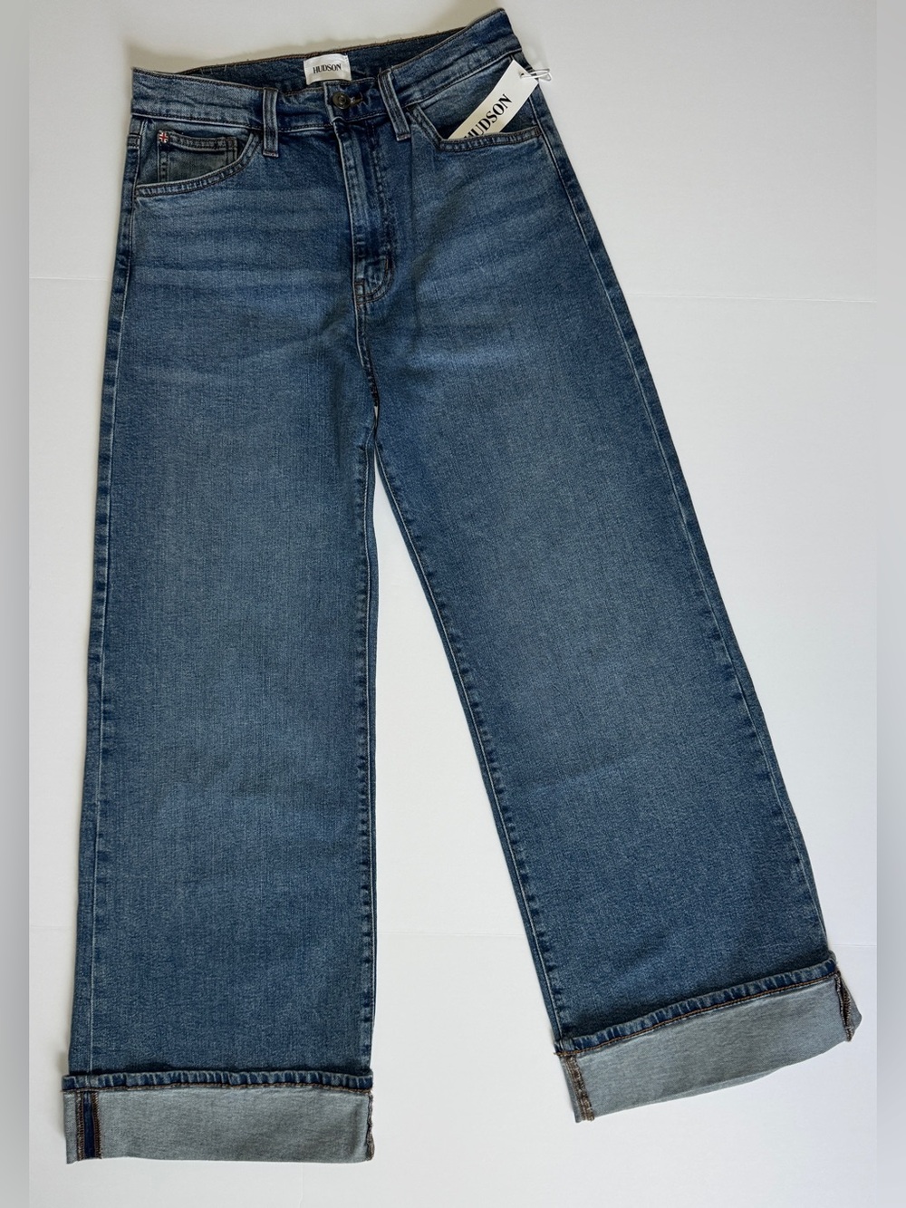 NWT Hudson Women’s Wide Leg Blue Denim Jeans with Cuff